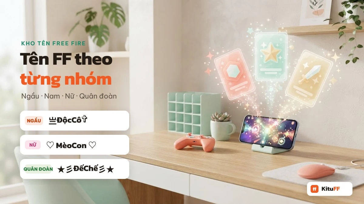 Kho tên Free Fire theo nhóm: ngầu, cho nam, cho nữ, quân đoàn